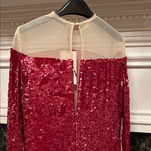 Zara sequin chiffon red midi dress sz.00 - Picture 16 of 17